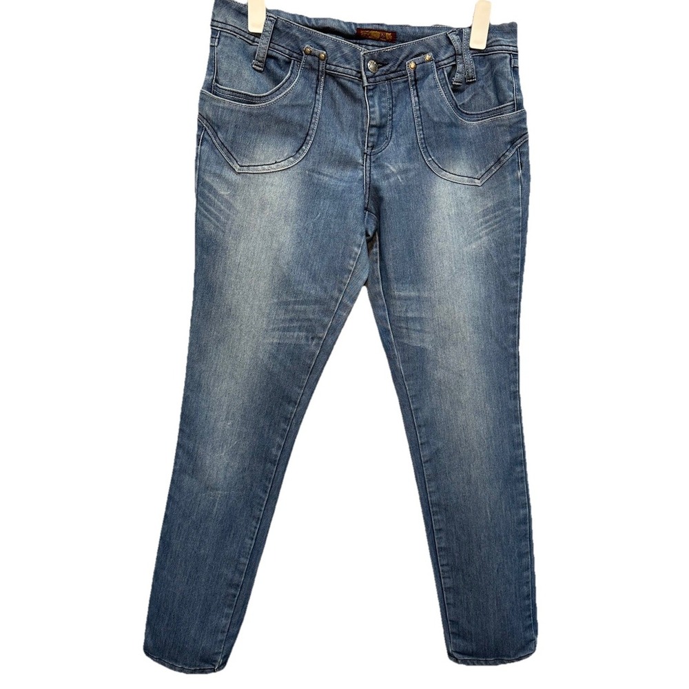 ZD Jeans Womens 11 Blue Denim Skinny Leg Front Double Pocket Double Belt Loops